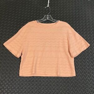 Texture & Thread‎ Madewell Top Peach Wave Textured Knit Short Sleeve Women's XXS